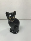 Fenton Stylized black Leopard Jungle Cat Series Signed D. Hanlon 5.25"