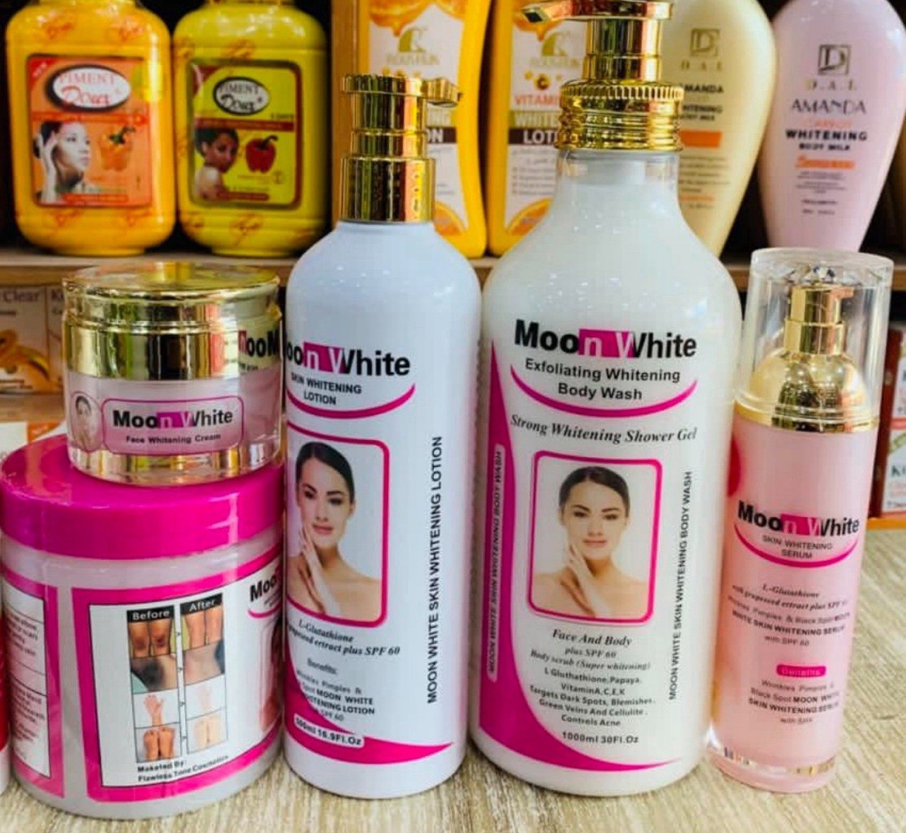 Moon White 5-in-1 Lotion Set Shower Gel, Lotion, Face Cream, Scrub, Serum