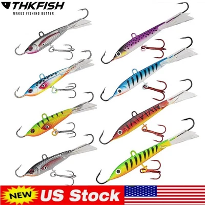 THKFISH 4/8PCS Ice Fishing Lures Winter Ice Jigging Fish Jig for Bass Perch Walleye Pike
