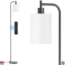 Dimmable Floor Lamp with Linen Shade, Remote Control, 3 Color Temps, 9W LED Bulb