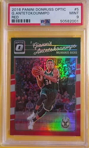 2016 Donruss Optic Red Prizm /99 Giannis Antetokounmpo #5 PSA 9 First Year Bucks