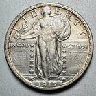 1917-D  TYPE 2  STANDING LIBERTY QUARTER  AU+  #2328