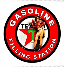New Replica Texaco Gas Station Oil 50s Sign Sticker Racing   Round - 4 Sizes