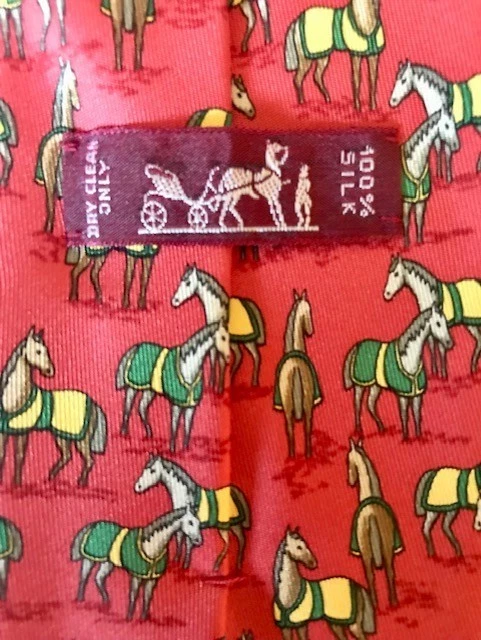 Hermes 领带 - 宽 - 红色 - 马 - 全新 — 第 4/4 张图片