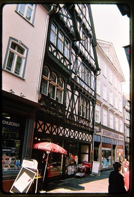 4x Kleinbilddias - Wettergasse Marburg Deutschland Fachwerkhäuser