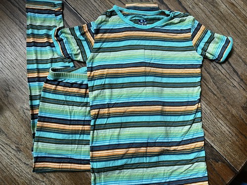 Kickee Pants Striped Print Pj Short Sleeve Set Size 10 - Picture 3 of 3