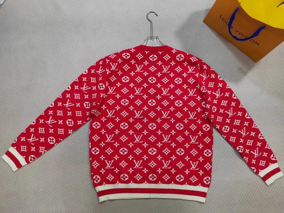 Suéter de punto rojo, suéter jacquard unisex Foto 2 de 4