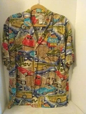 Corvette Paradise Found Hawaiian Button Down Shirt Sz Large Sting Ray Cars Beach