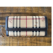 Burberry Check Folding Wallet Beige Brown Black Red with Box and Dust Bag