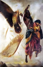 "Jatayu fights Ravana, Raja Ravi Varma "     Canvas Wall Art Picture Print