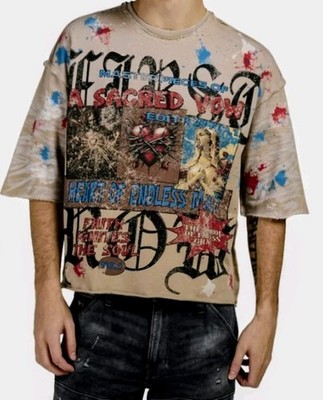 First Row Graphic Cropped Mini Terry Tee 3/4 Sleeve Men's Large