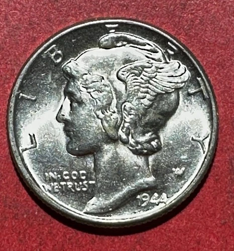 1944 Choice Uncirculated US Mercury SILVER Dime "Philadelphia" Mint! Old US Coin
