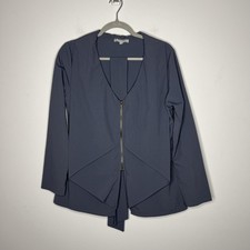 Hanna for La Journee Jacket Womens Small Gray Asymmetric Zip Peplum Made in USA