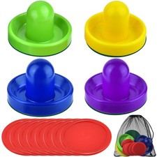 Air Hockey Pushers and Pucks, Air Hockey Paddles with Felt Bottoms, Goal Hand...
