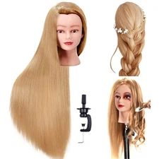 Mannequin Head with Hair 26"-28" Doll Cosmetology Practice Braiding with Free...