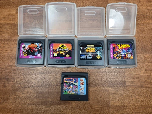 5 SEGA game gear game lot STAR WARS SONIC JURASSIC PARK X MEN MOTO GP