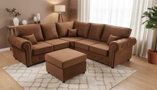 Premium Olympia 2C2 Corner Sofa Mink Plush Velvet – 240cm x 240cm Free Delivery.