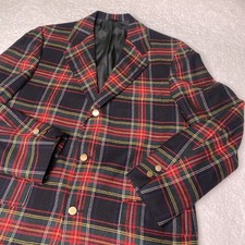 Plaid Vtg. Blazer Wool Red Jacket gold button...