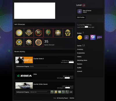 CS2, Counterstrike Steam Account - 2016, 2017, 2019, 2020, 2021, 5Y, 10Y, LB