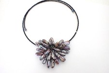 Freshwater Gray Stick Pearl Cluster Choker Necklace On Flexible Bead Cord