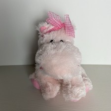 Russ Berrie Darly Pink Hippo Plush With Bow 12 Inch Stuffed Animal Soft