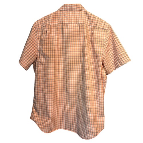 Camisa Nautica Cuadros Manga Corta Talla Grande Azul Melocotón Abotonada Clásica - Imagen 2 de 7