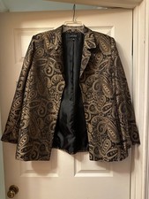 Kasper Paisley Open Faced Jacket Size 16 Polyester Shoulder Pads