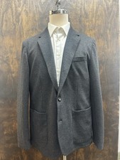 J. CREW Finely Textured Wool Blend Unstructured Blazer in Dark Gray 44 R