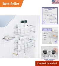 Elegant Rustproof Stainless Steel Shower Caddy Soap Holder - 3-Pack Wall Mount