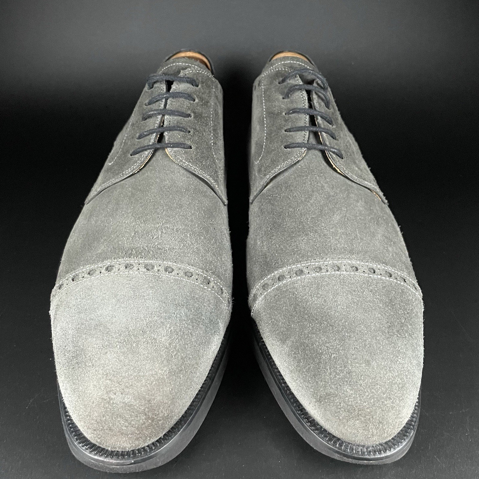 SAOLA Scarpe eleganti derby uomo Magnanni taglia 11 5 M grigio scamosciato brogue punta cappuccio stringate