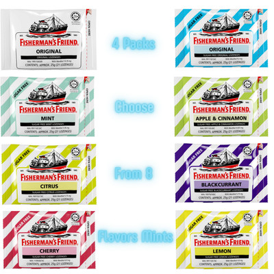Fisherman's Friend 25g x 4 Packs - Select Your Flavor - Sugar Free Mint Lozenges