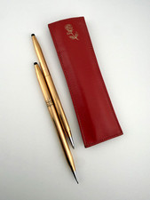 Vintage CROSS Pen Pencil Set 1/20 14K Gold Filled Made USA Red Leather Case
