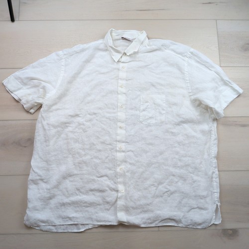 Gran Sasso, Gran Sasso Rochester Clothing Mens 3XL White 100% Linen Shirt Made in Italy