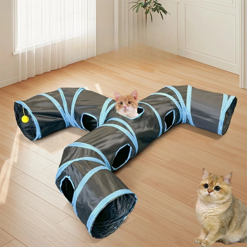 Cat Tunnel 3 Way Toy Long Pop Up Tube Play Indoor Cats Interactive Pet