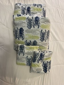 Pottery Barn Kids Queen Size Beetle/Insect/Critter/Bug Sheet Set Good Condition