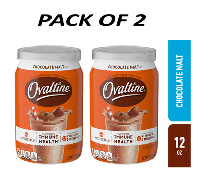 Ovaltine Chocolate Malt Powdered Drink Mix for Hot and Cold Milk Canister 12 oz