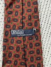Polo Ralph Lauren Tie Men's Neck American Graphic Silk Made in USA VTG 90s