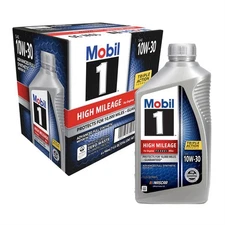 Mobil 1 High Mileage Full Synthetic Motor Oil 10W-30, 1 Qt Case/6