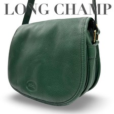 Longchamp Shoulder Bag Purse Logo Leather Gre...