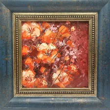 Blooming Flowers Pink Wildflower Painting Original Floral Oil Impasto Art Signed