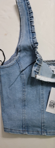 Forever 21 Denim Bustier Crop Top Size S - Picture 8 of 11
