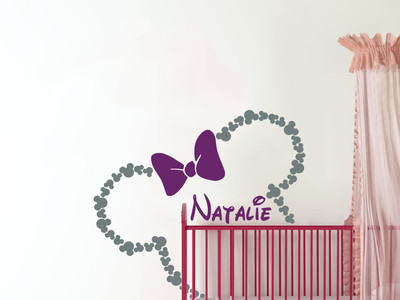 Personalized Girl Name Wall Decal Minnie Mouse Head Vinyl Sticker
