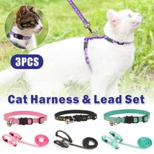Cats Ferrets Pets Adjustable Chest Harness Collar With Leash Lead Set Kitten