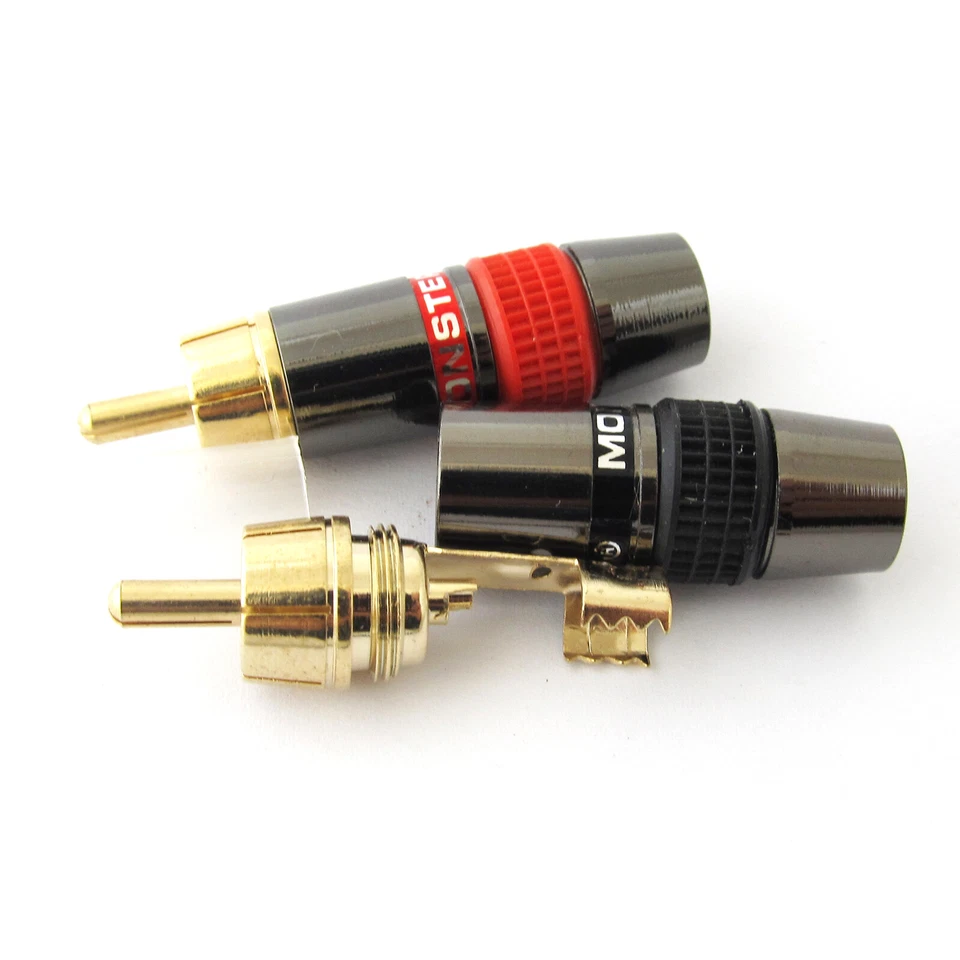 Conector amplificador cable soldadura enchufe macho RCA latón chapado en oro Monster 100 un. Foto 4 de 4