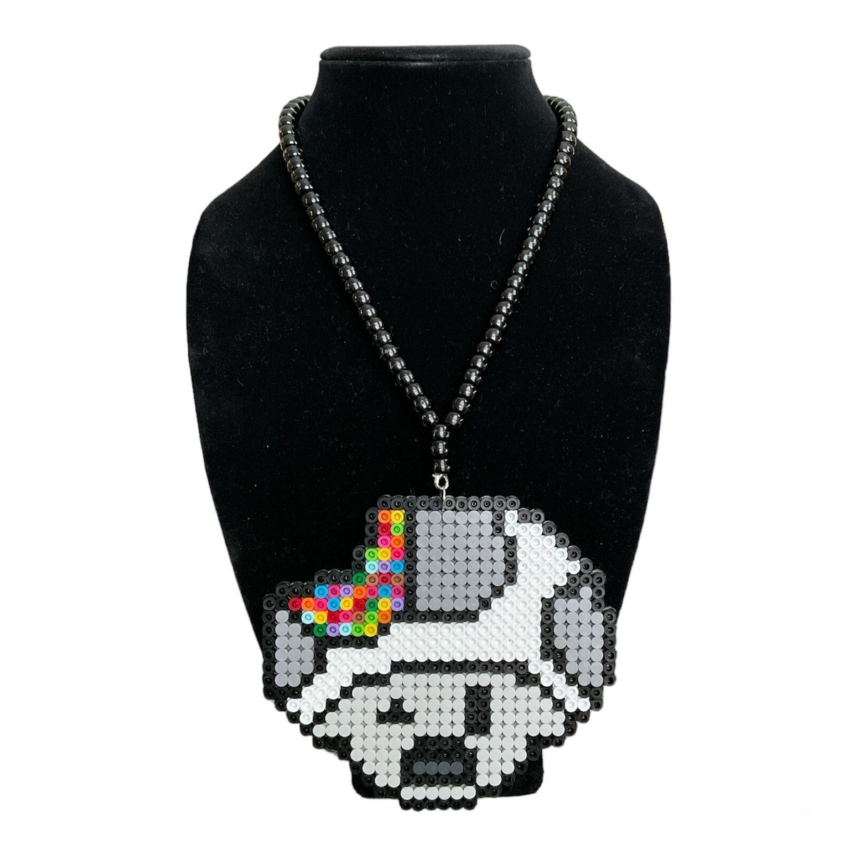 Trippy Toad Head Handmade Perler Kandi Necklace Festival Rave