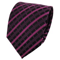 Tigertie Seidenkrawatte Magenta Lila Dunkellila Schwarz Kariert - Krawatte Seide