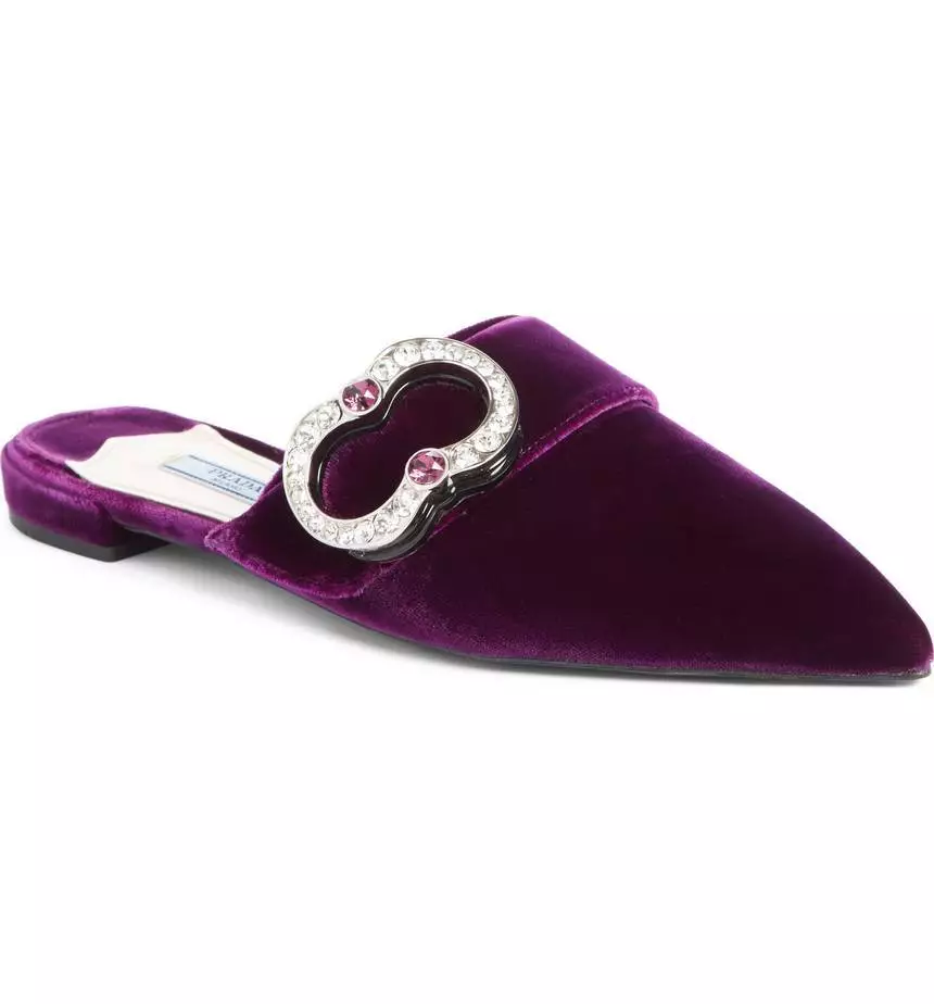 Prada velvet cheap mules