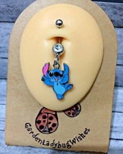 Cute STITCH Jumping for Joy Blue Alien LILO and Stitch Belly Navel Ring Jewerly