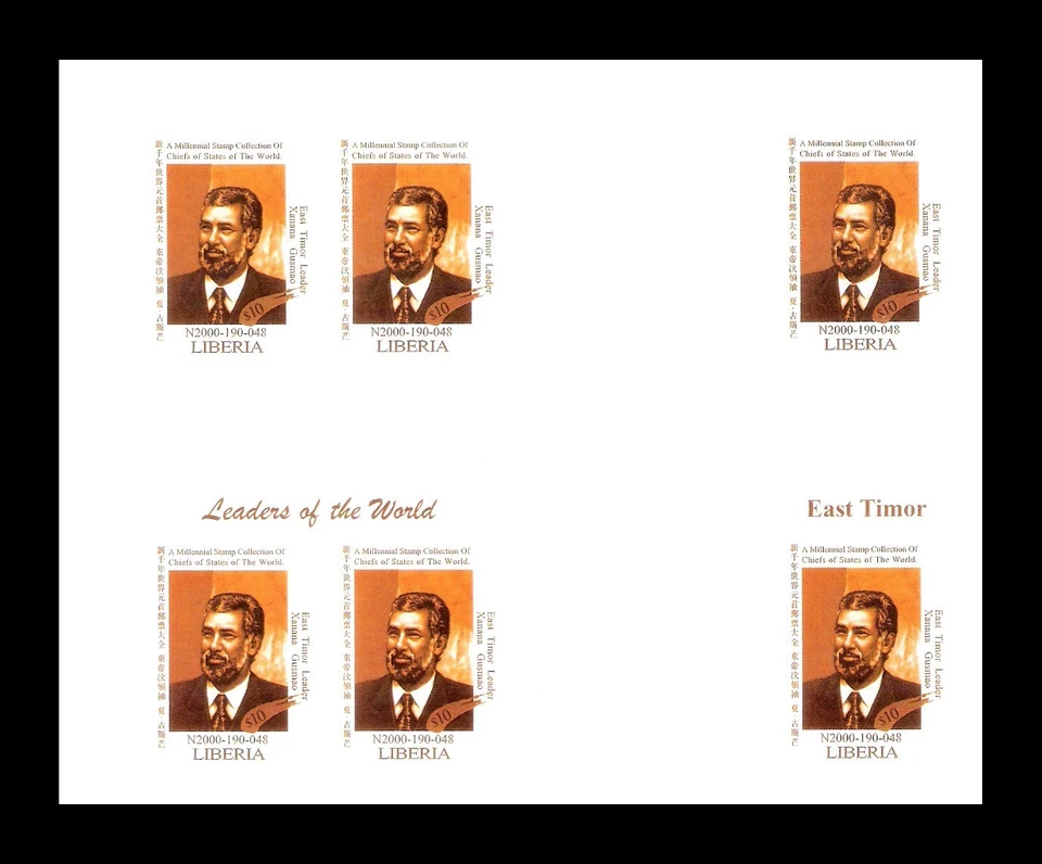 Liberia 1999 Timor Oriental Leste Presidente Xanana Gusmao Conjunto x3 Bloque Imperf MNH Foto 2 de 4