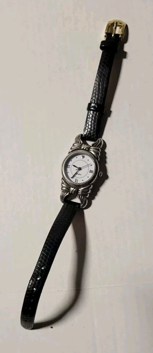 Brighton CHARLOTTE Silver Bow Black Snakeskin Leather Band  display picture 2